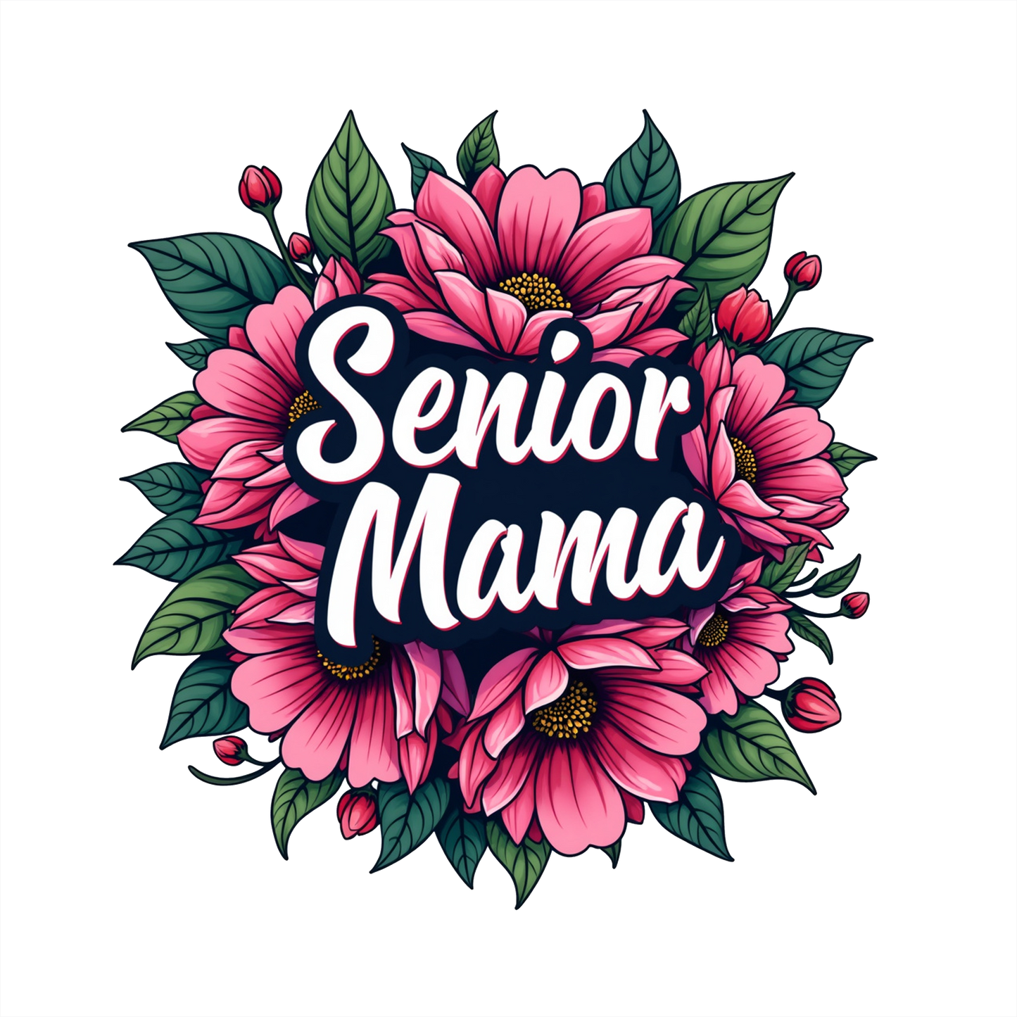 (s151-4-Z) Senior Mama Floral Flowers Graduation Graduate