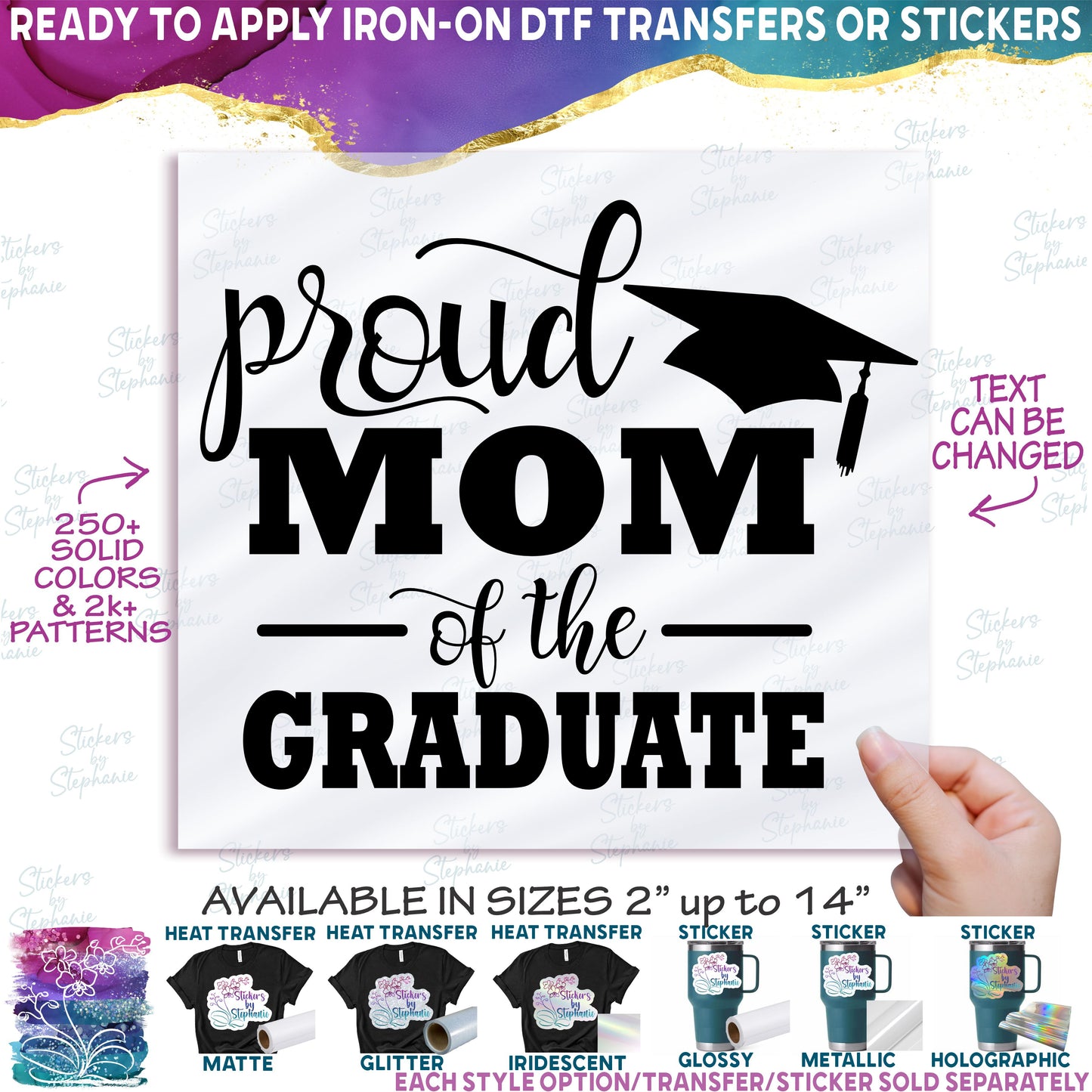 (s151-3-B) Proud Mom of the Grad Custom Text