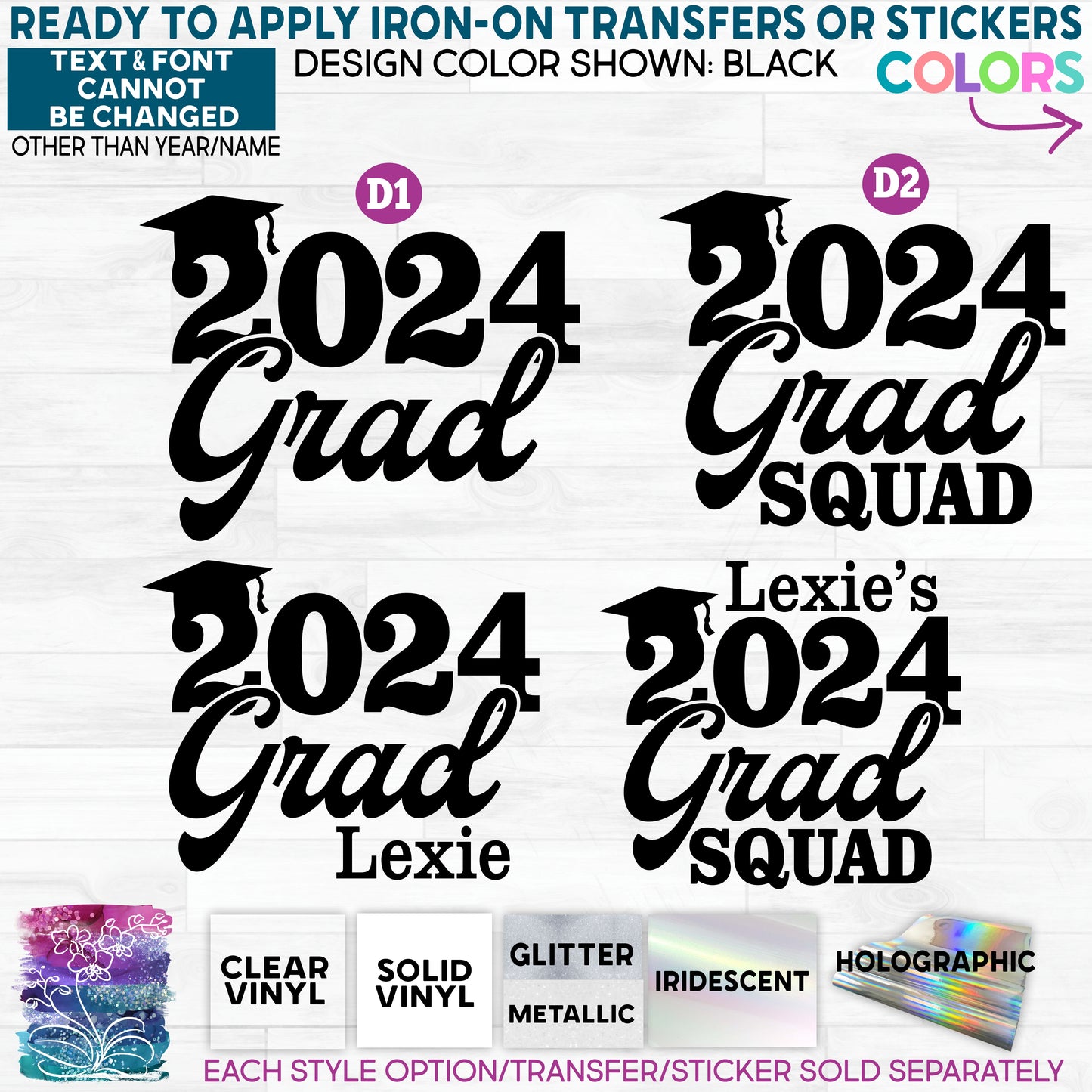 s151-3D The Grad Grad Squad Custom Printed Iron On Transfer or Sticker