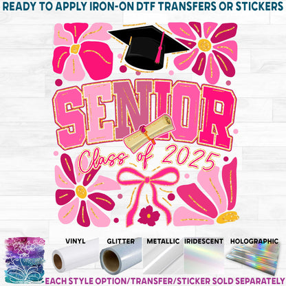 (s151-1-O) Floral Boho Pink Senior Class of 2025