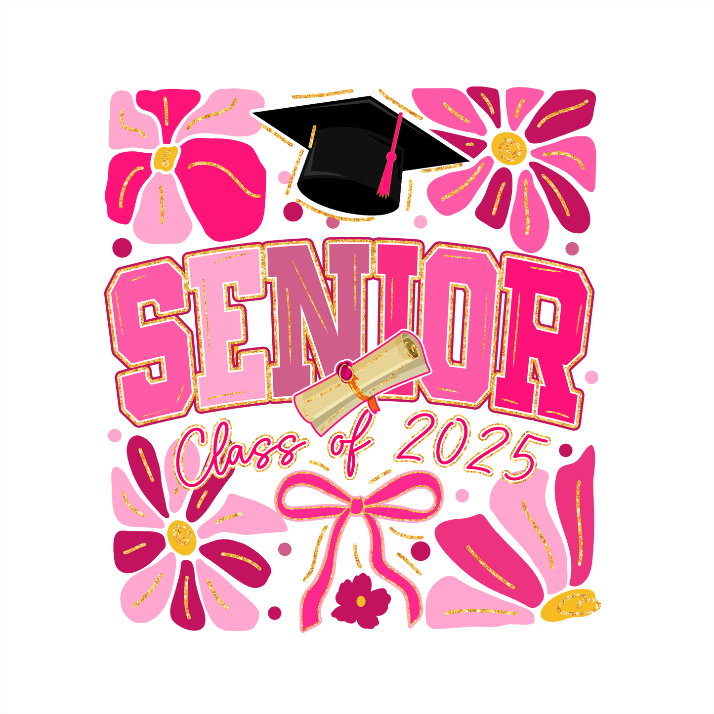 (s151-1-O) Floral Boho Pink Senior Class of 2025