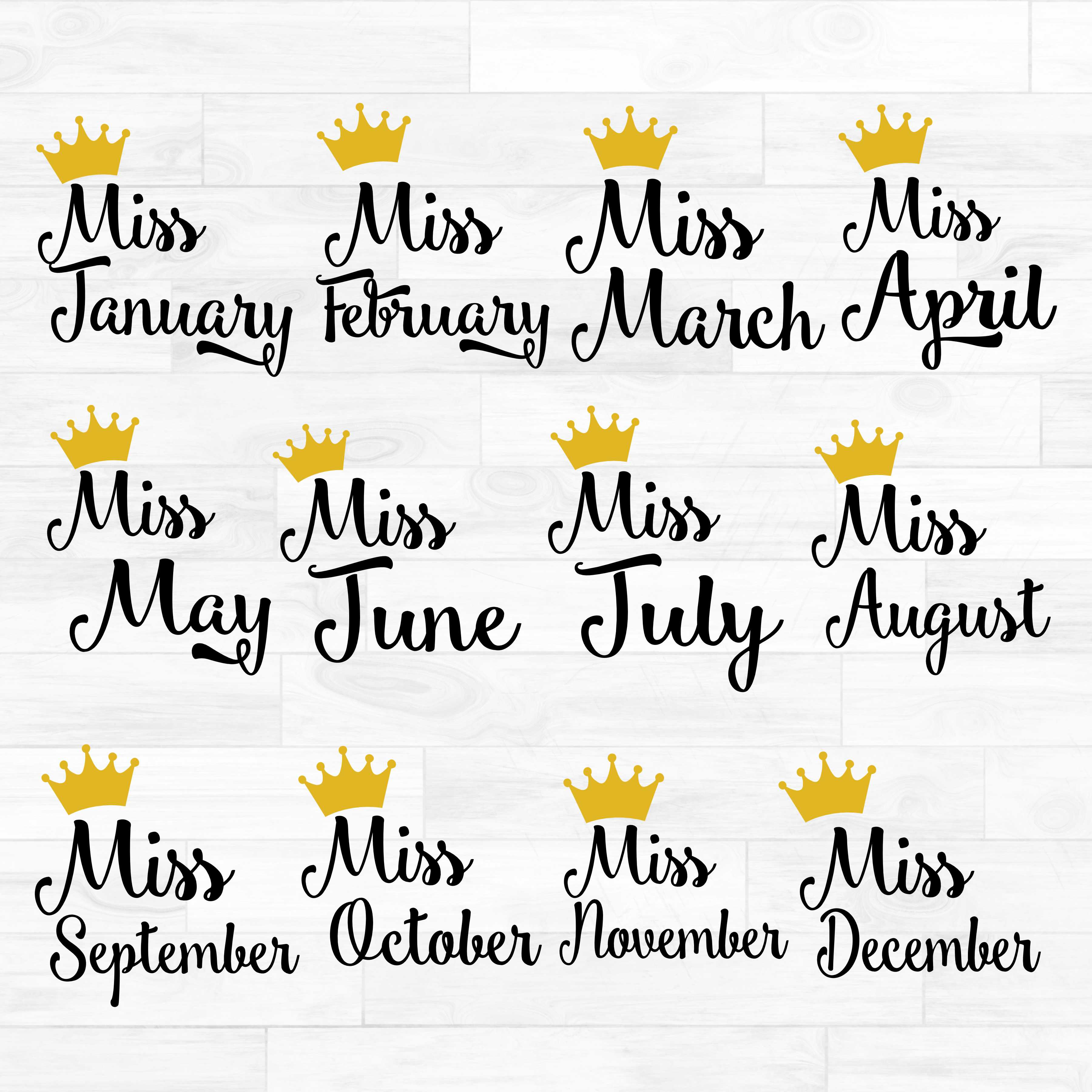 (s152) Miss Month Tiara Crown All Months Available