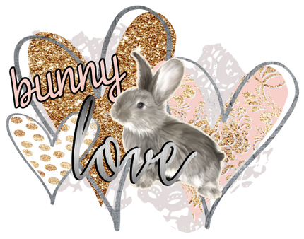 (154-04-B) Gray Rabbit Bunny Love