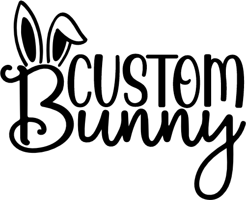 (154-02-C) Rabbit Bunny Ears Custom Text Iron-On Transfer