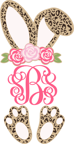 (154-02-D) Leopard Floral Girl Bunny Frame