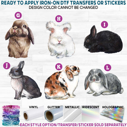 (s154-3) Watercolor Bunny Rabbits Bunnies e Printed Heat Transfer or Sticker