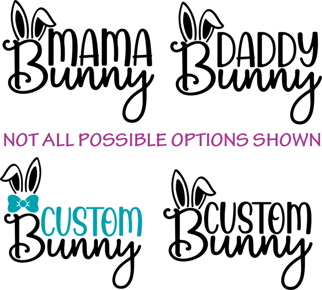 (154-02-C) Rabbit Family Mama, Snuggle Bunny, Custom Text