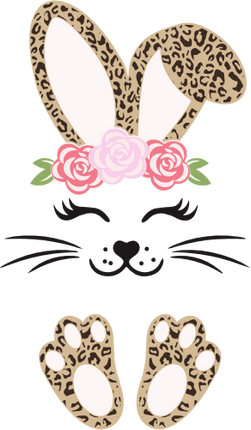 (154-06-A) Cute Girl Bunny Rabbit Face Flowers