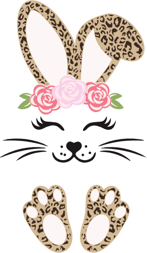 (154-06-A) Cute Girl Bunny Rabbit Face Flowers