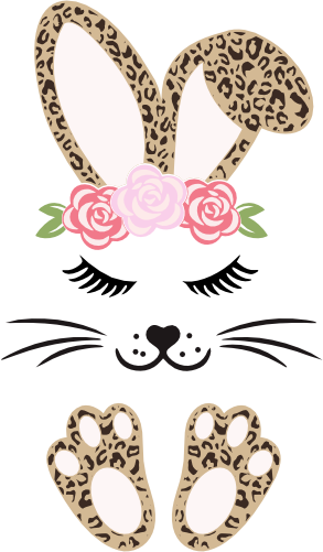 (154-06-B) Cute Girl Bunny Rabbit Face Flowers