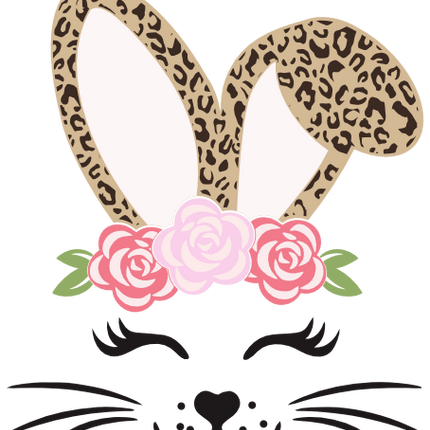 (154-06-C) Cute Girl Bunny Rabbit Face Flowers