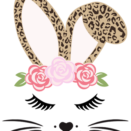 (154-06-D) Cute Girl Bunny Rabbit Face Flowers