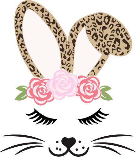 (154-06-D) Cute Girl Bunny Rabbit Face Flowers