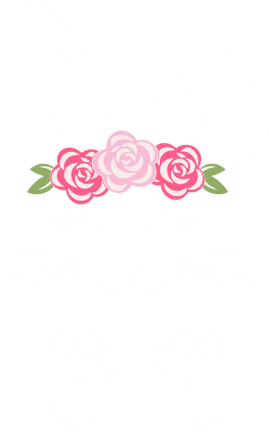 (154-06-F) Cute Girl Bunny Rabbit Face Flowers