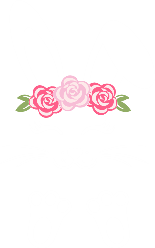 (154-06-F) Cute Girl Bunny Rabbit Face Flowers