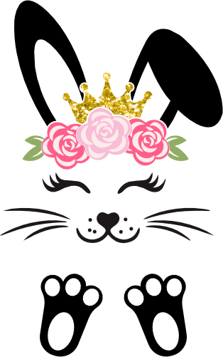 (154-06-G) Cute Girl Bunny Rabbit Face Flowers Gold Crown