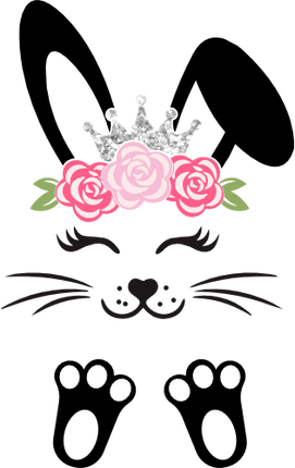 (154-06-H) Cute Girl Bunny Rabbit Face Flowers Silver Crown