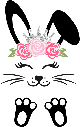 (154-06-H) Cute Girl Bunny Rabbit Face Flowers Silver Crown