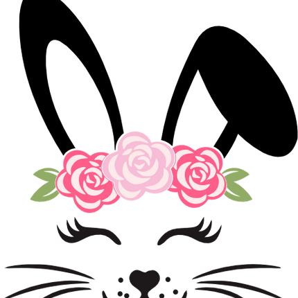 (154-06-J) Cute Girl Bunny Rabbit Face Flowers