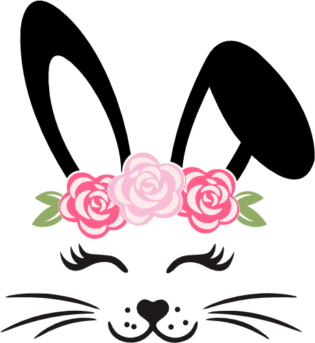 (154-06-J) Cute Girl Bunny Rabbit Face Flowers