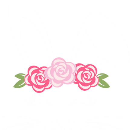 (154-06-J) Cute Girl Bunny Rabbit Face Flowers