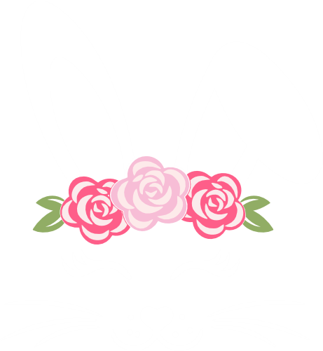 (154-06-J) Cute Girl Bunny Rabbit Face Flowers