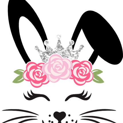 (154-06-L) Cute Girl Bunny Rabbit Face Flowers Silver Crown