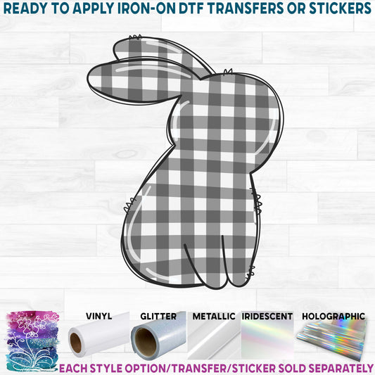 (s154-1N2) Bunny Buffalo Plaid Printed Heat Transfer or Sticker