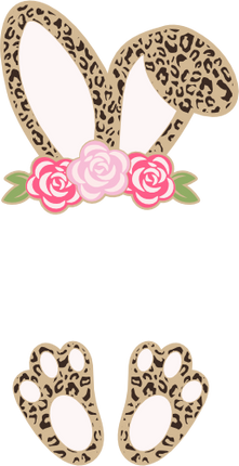 (154-02-D) Leopard Floral Girl Bunny Frame