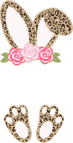 (154-02-D) Leopard Floral Girl Bunny Frame