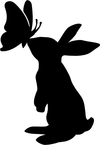 (s154-1-1G) Bunny Rabbit Butterfly Silhouette