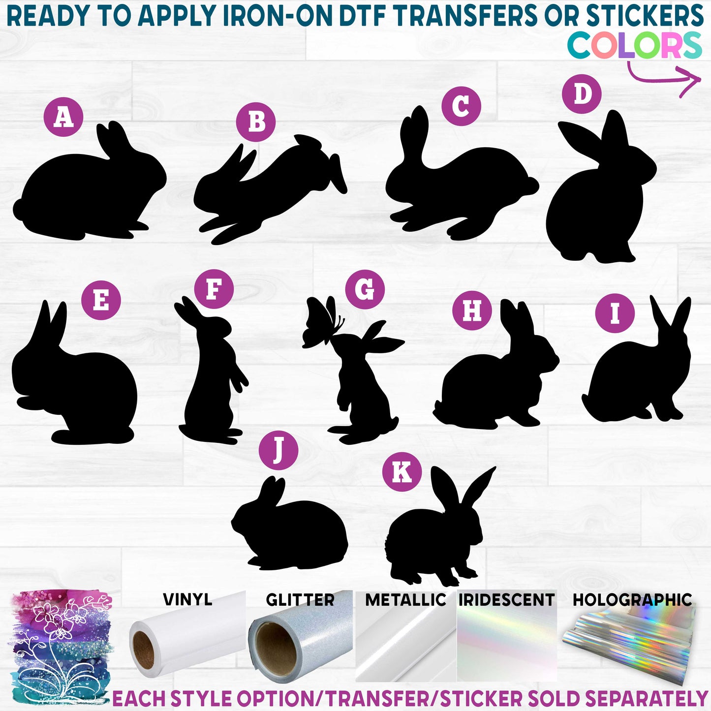 (s154-1) Cute Bunnies Bunny Rabbit Printed Heat Transfer or Sticker