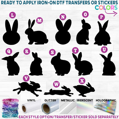 (s154-1) Cute Bunnies Bunny Rabbit Printed Heat Transfer or Sticker