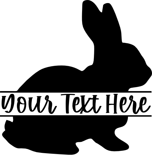 (154-02-A) Bunny Rabbit Bunnies Split Name Custom Text