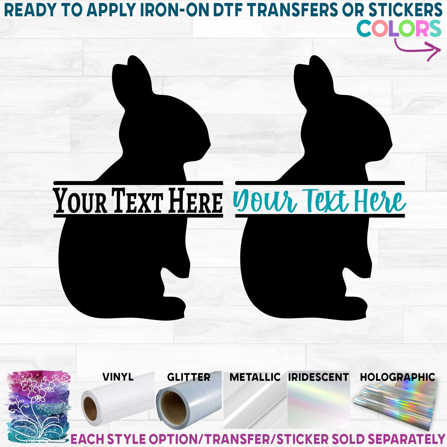 (s154-2B) Bunny Rabbit Bunnies Split Name Custom Text