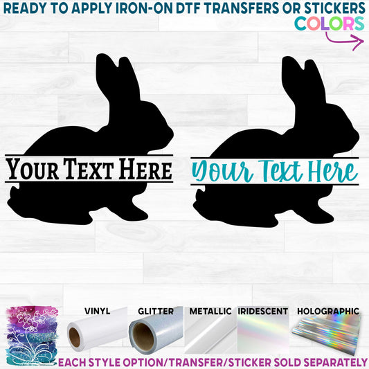 (s154-2A) Bunny Rabbit Bunnies Split Text Name Printed Heat Transfer or Sticker