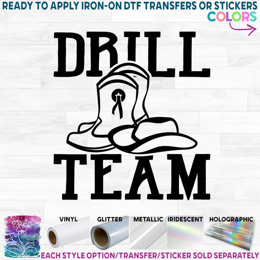 (s158-2A) Drill Team Optional Team Name Printed Heat Transfer or Sticker