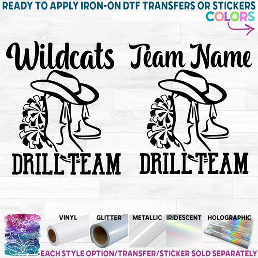 (s158-2B) Drill Team Name Printed Heat Transfer or Sticker