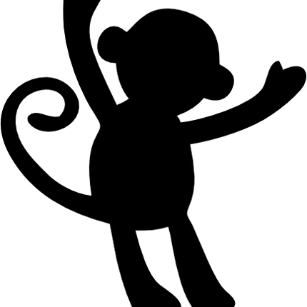 (s015-2D) Cute Baby Monkey Silhouette