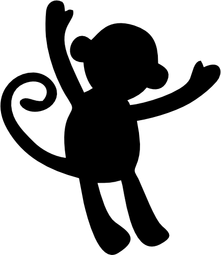 (s015-2D) Cute Baby Monkey Silhouette