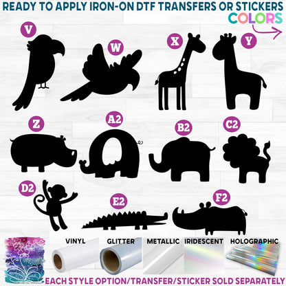 (s015) Cute Jungle Animals Printed Heat Transfer or Sticker