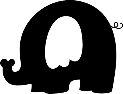 (s015-2A) Cute Baby Elephant Silhouette