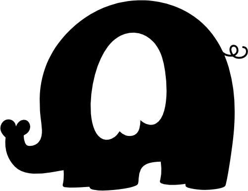 (s015-2A) Cute Baby Elephant Silhouette