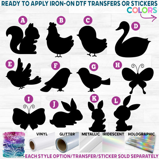 (s015) Cute Critters Printed Heat Transfer or Sticker