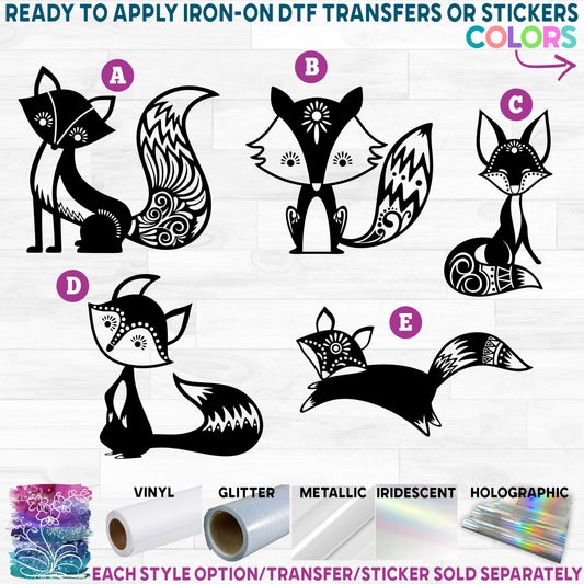 (s161) Cute Fox Foxes Printed Heat Transfer or Sticker