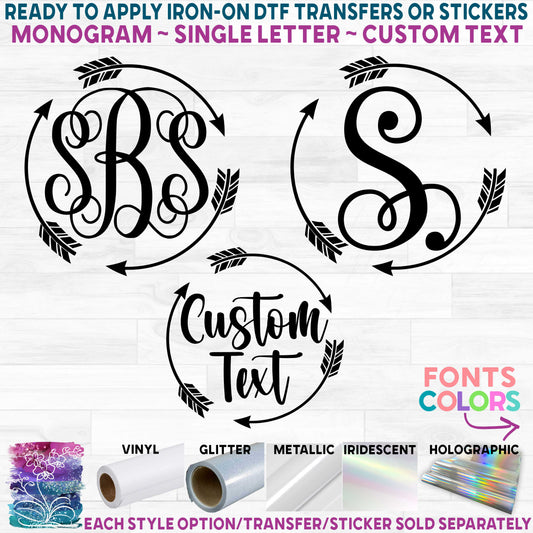 (s162-2B) Arrow Monogram Printed Heat Transfer or Sticker