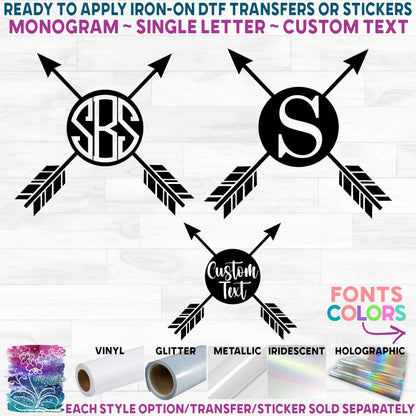 (s162-2F) Arrow Monogram Printed Heat Transfer or Sticker