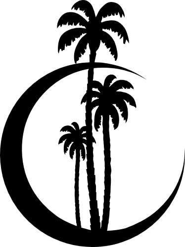 (164-E) Crescent Moon Palm Trees