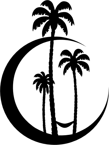 (164-F) Crescent Moon Palm Trees Hammock