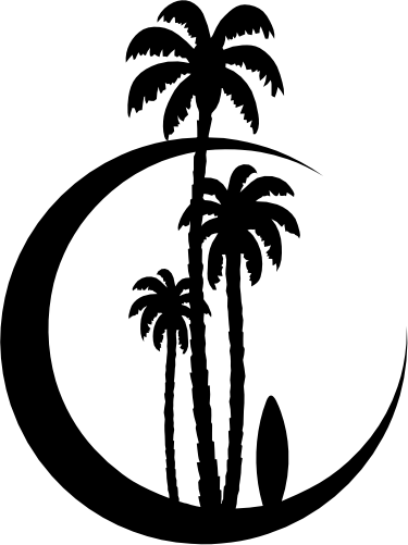 (164-G) Crescent Moon Palm Trees Surfboard